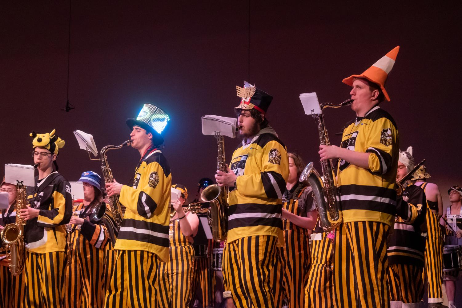 Huskey's Pep Band showcases their talent on Rozsa's main stage, Photo taken by Conlan Houston