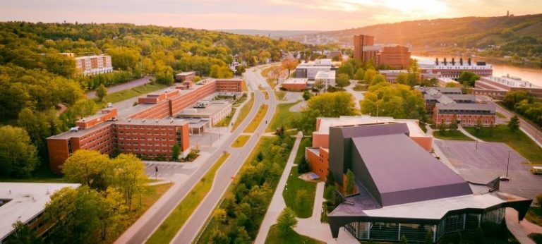 Aerial photograph of Michigan Technological University campus.